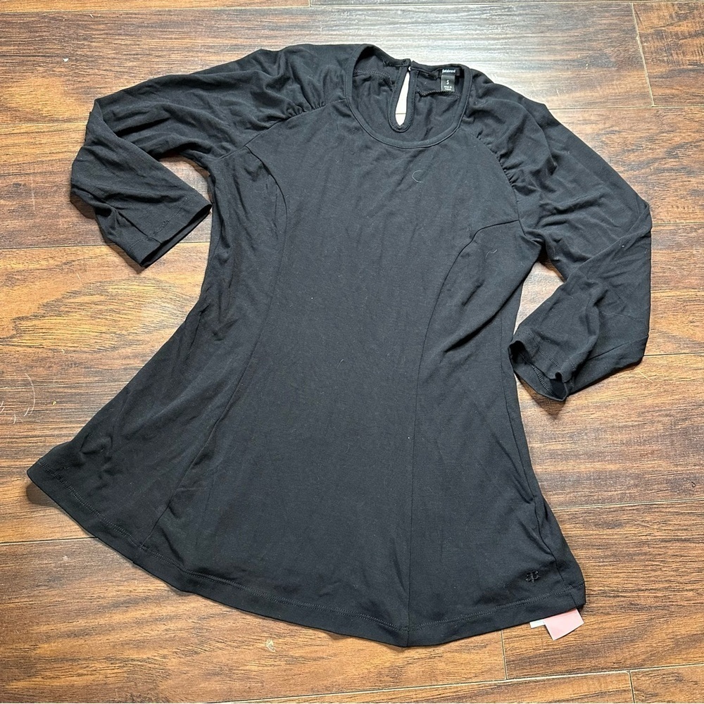 Betabrand Black 3/4 Sleeve Scoop Neck Top